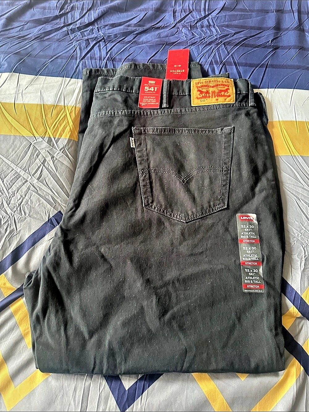 Levi's 541 Athletic Taper Stretch Jeans Black Jeans Waist 54x32